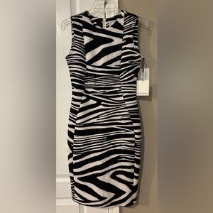 Calvin Klein Size 4 Black White Animal Print Dress NWT